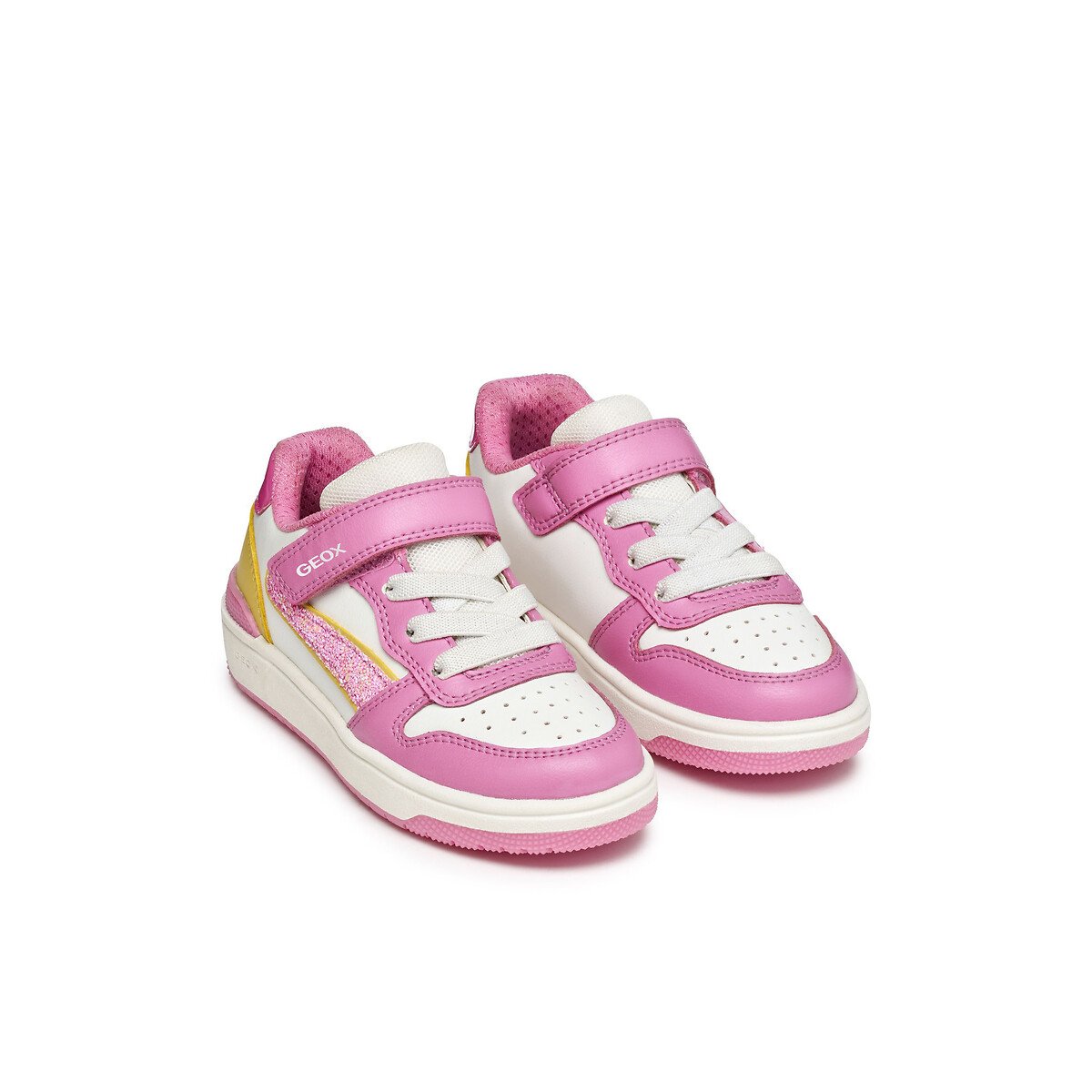 Geox Washiba Breathable Trainers Pink/Yellow Size 39 Kids