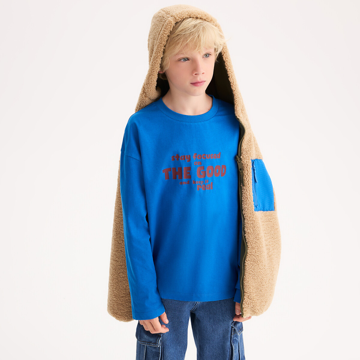 Click to view product details and reviews for Slogan Print T Shirt With Long Sleeves.