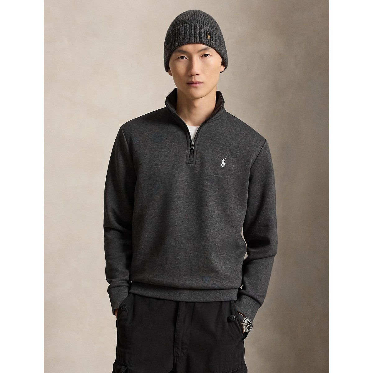 Sweat quart de zip en double knit tech