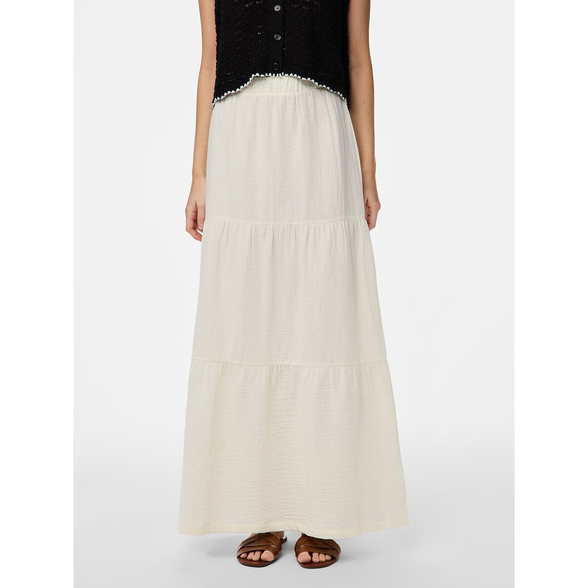 Pieces Full Maxi Skirt Women's Ecru Large
