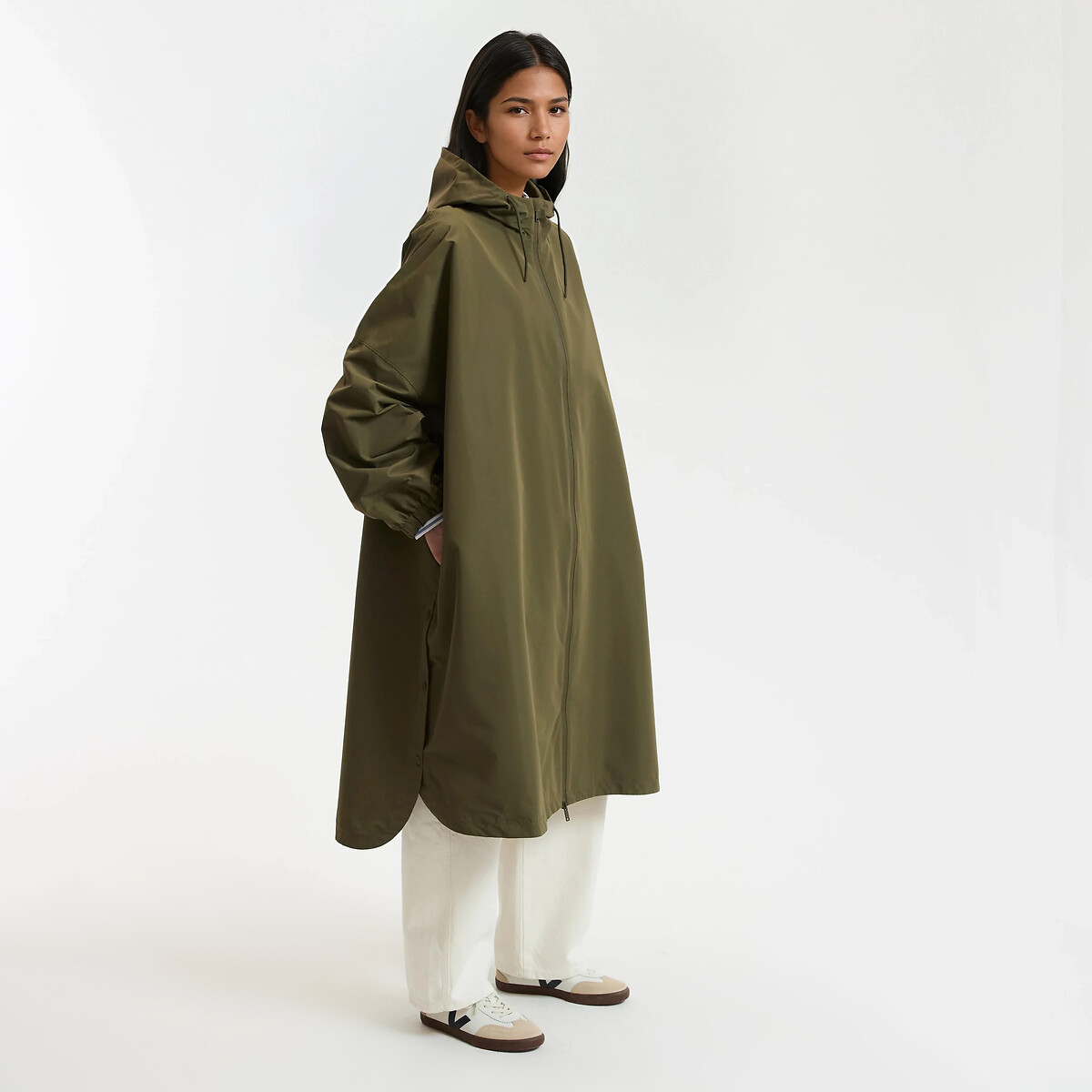 Coupe-vent oversize maxi long à capuche