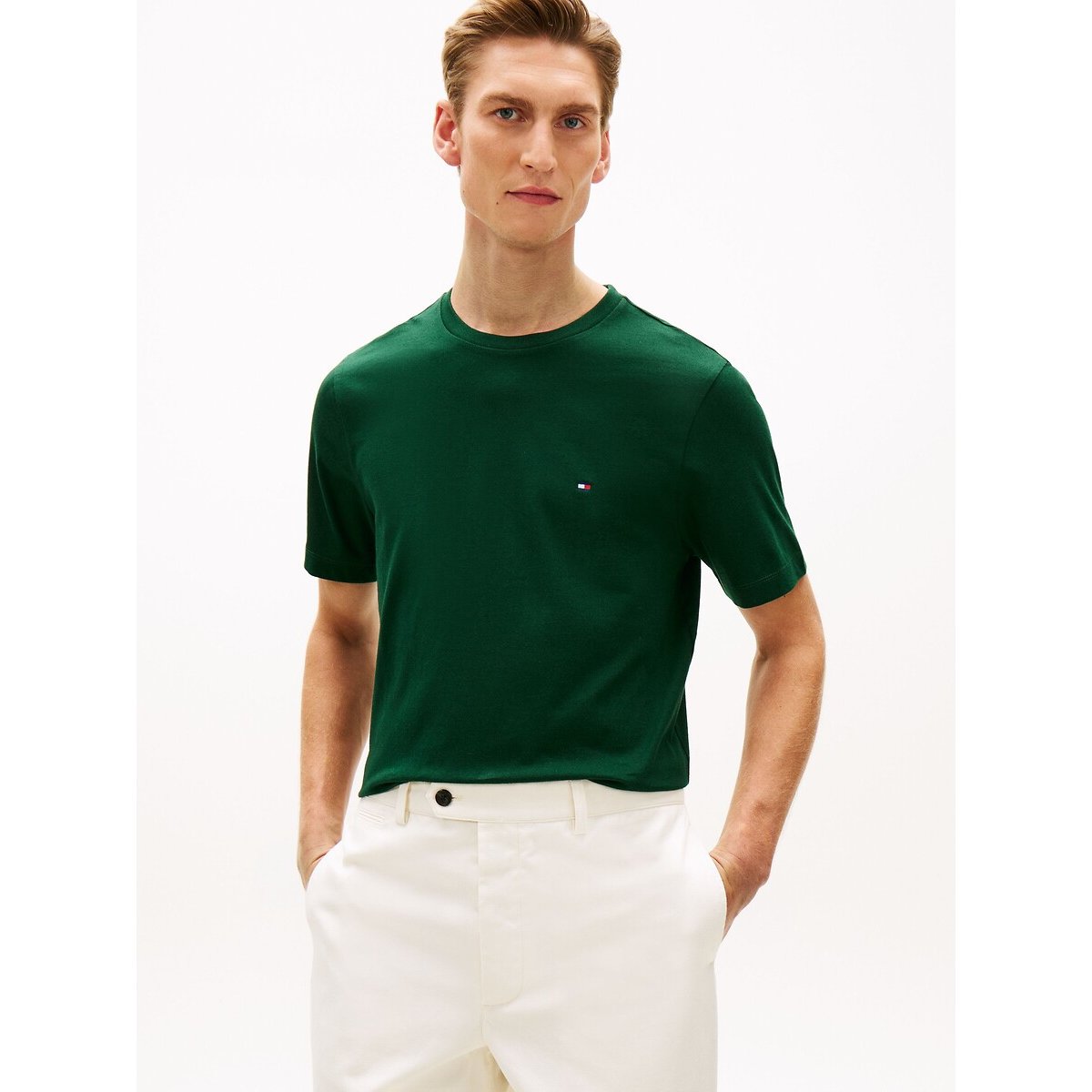 Tommy Hilfiger Thick T-Shirt, Regular Fit Men's Dark Green Medium