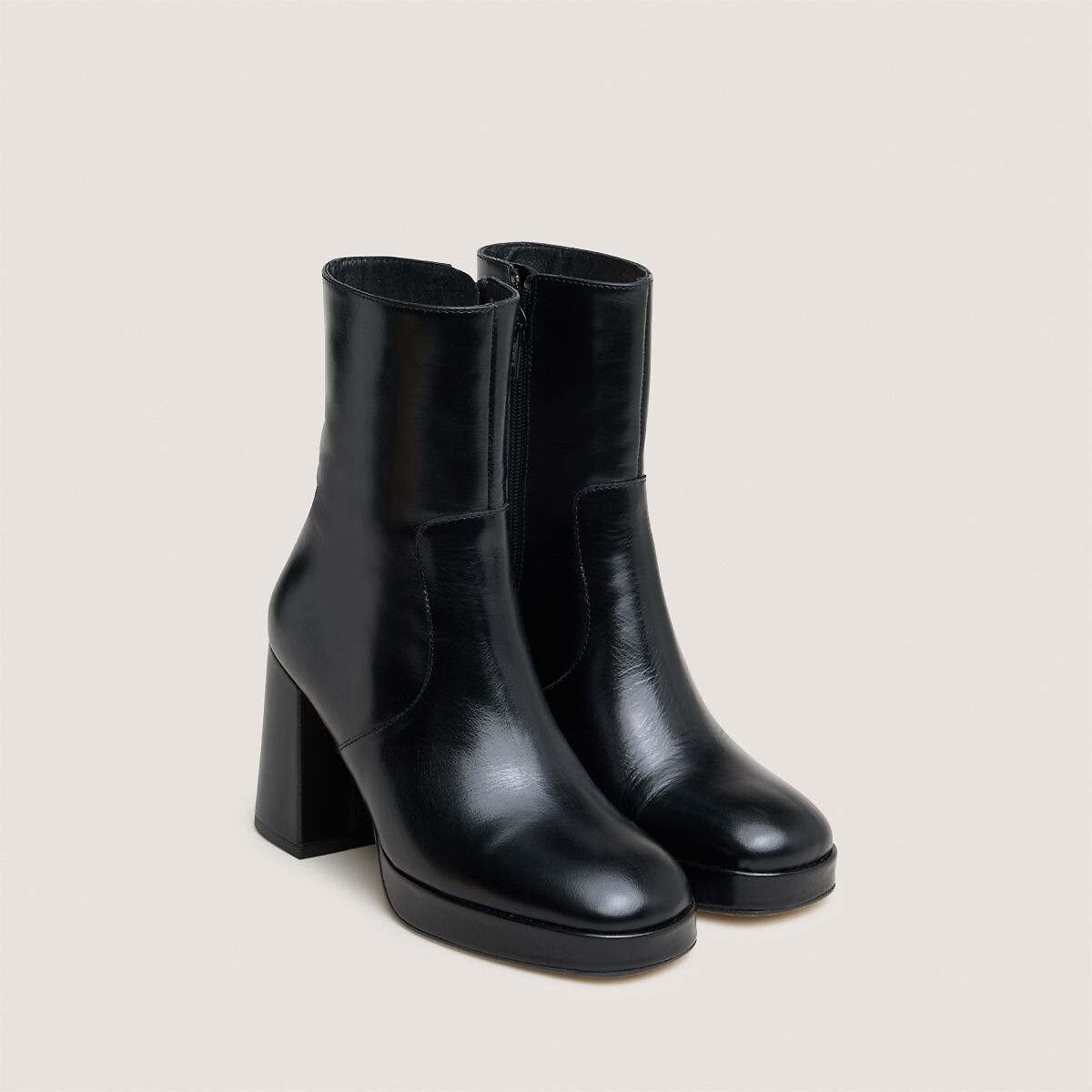 Jonak Vesna Heeled Leather Ankle Boots Women's Black Size 36 (3.5)