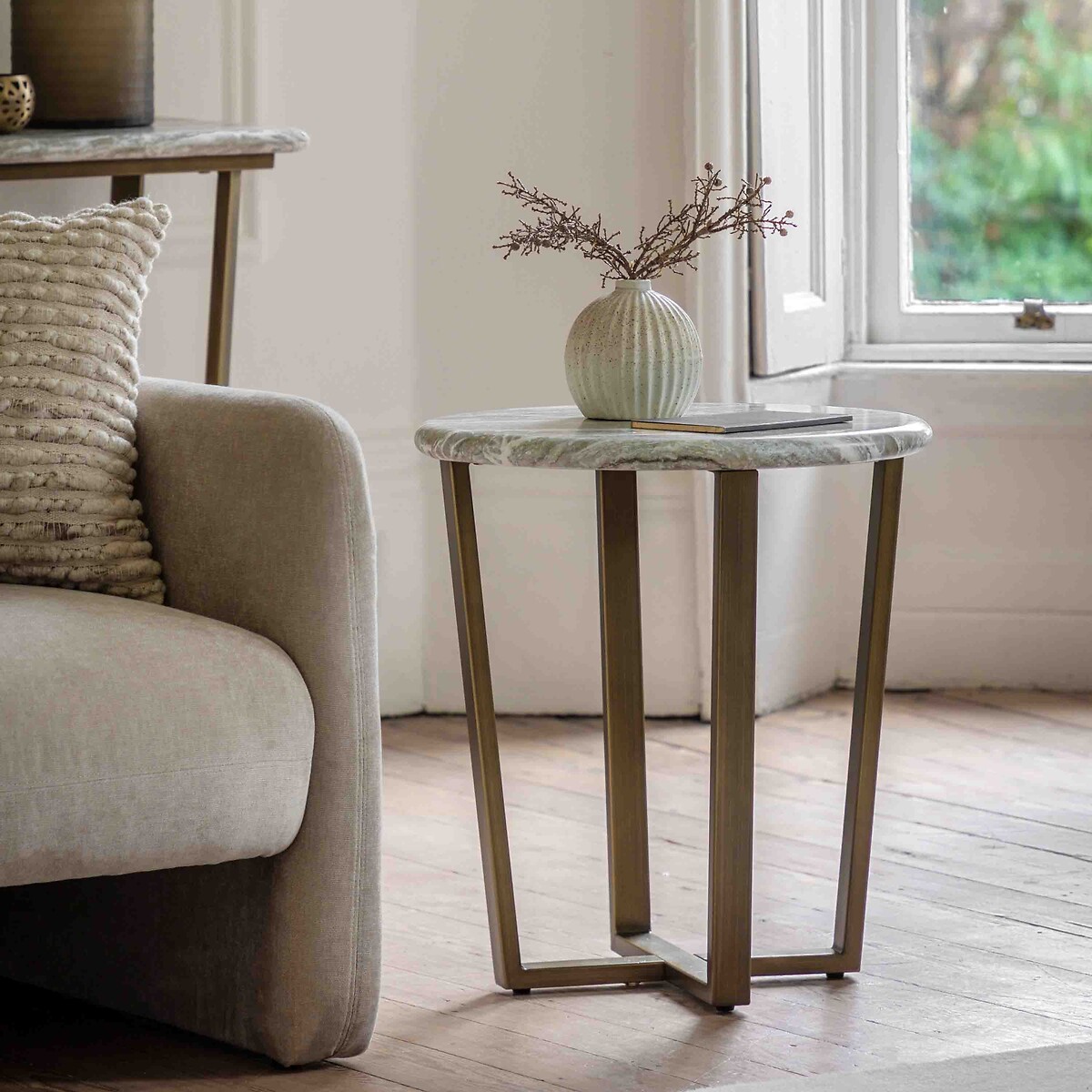 Édité Luxor Faux Marble Side Table Unisex Brown Marble