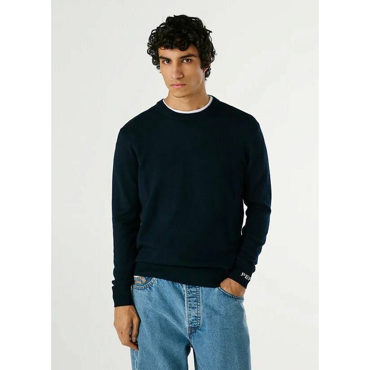 Pepe Jeans Men's Navy Blue André Crew Neck Jumper Medium