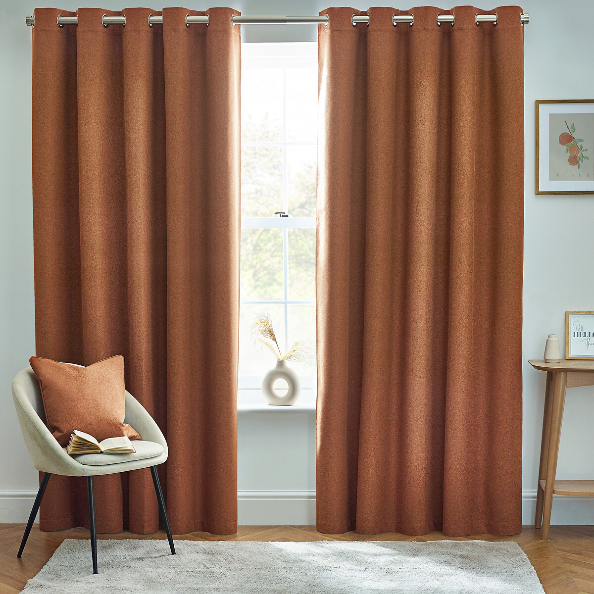 Furn. Brick Dawn Blackout Eyelet Curtains Size W168 X D183cm