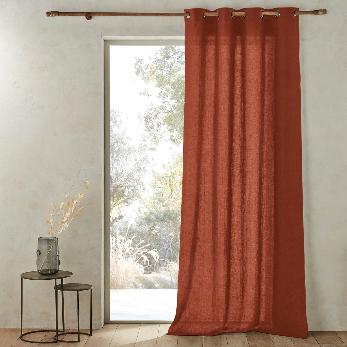 Am.pm Romane Washed Linen Curtain Unisex Paprika Size W140 X D220cm