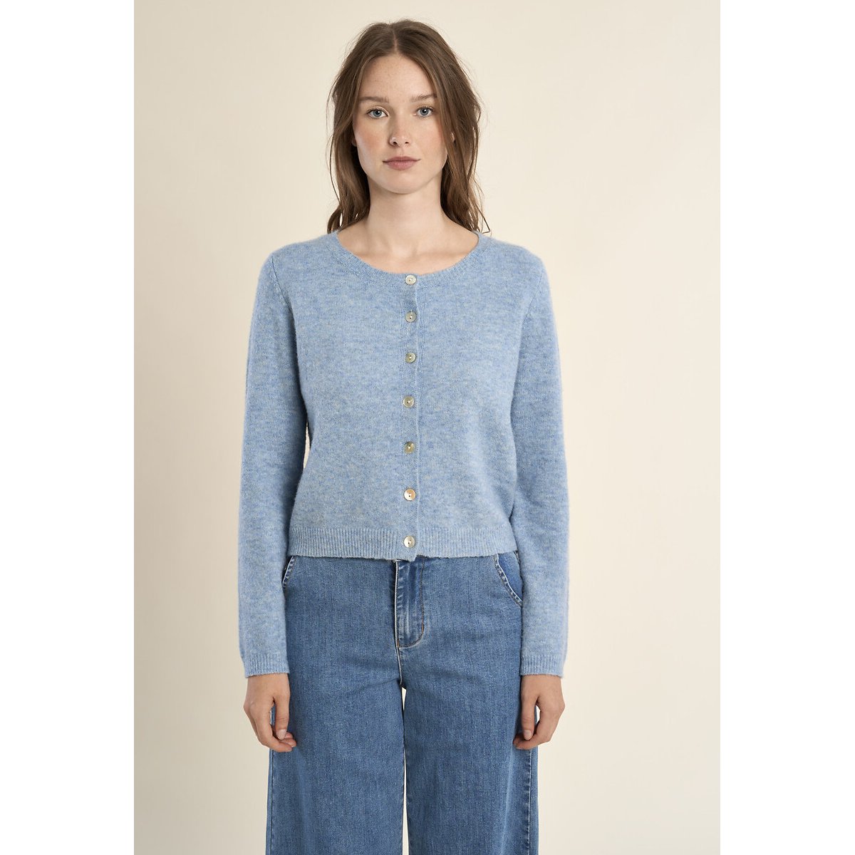 Molly Bracken Buttoned Crew Neck Cardigan Women's Blue Extra Large