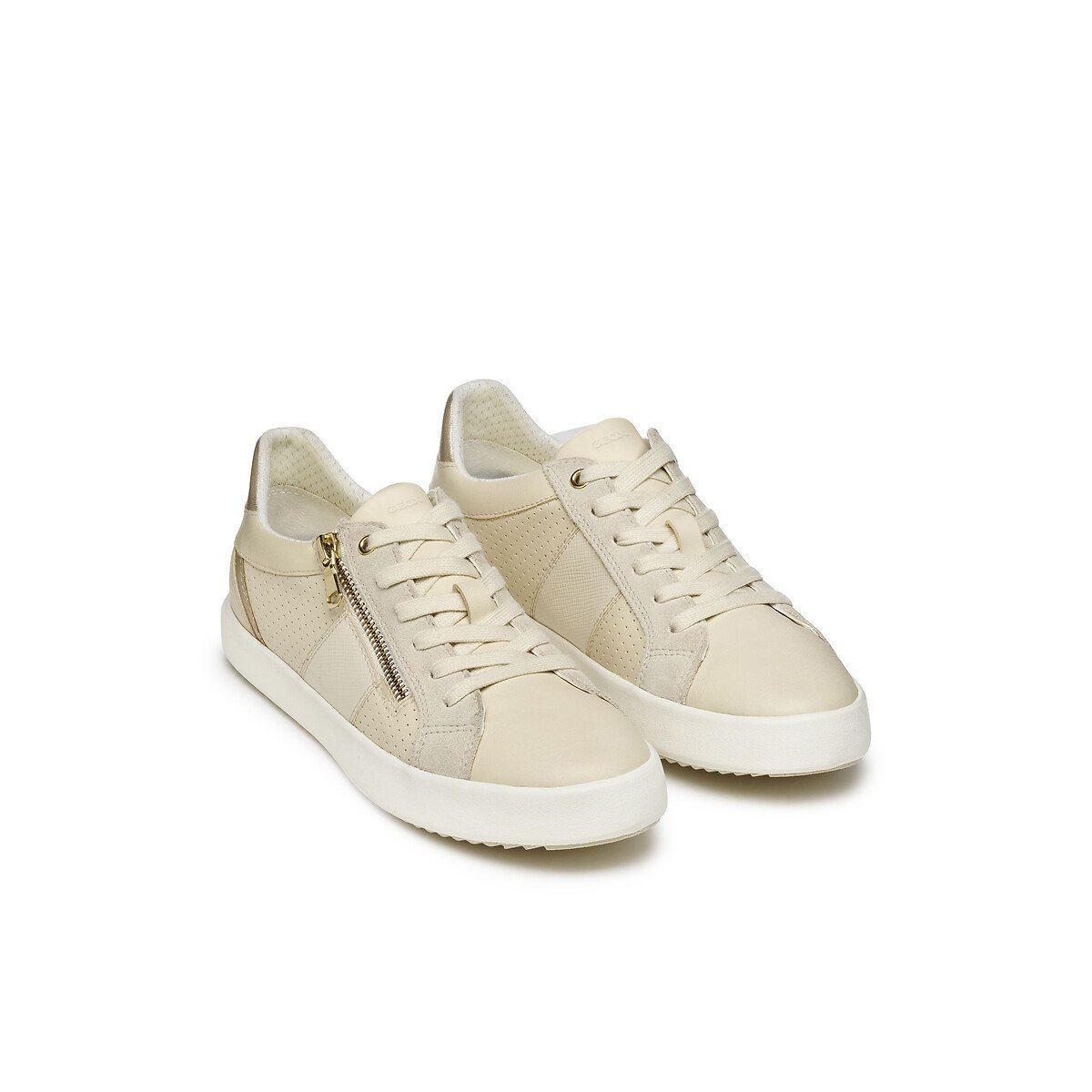 Geox Blomiee Breathable Zipped Trainers Women's Beige Size 39