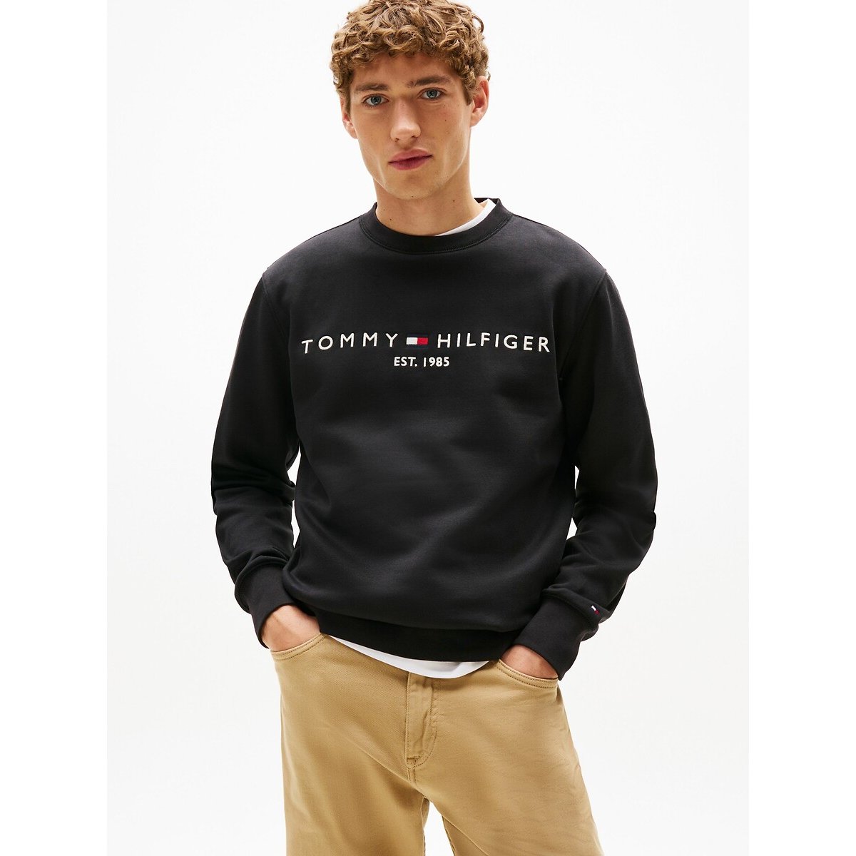 Tommy Hilfiger Tommy Logo Sweatshirt With Crew Neck Men's Black Xxl