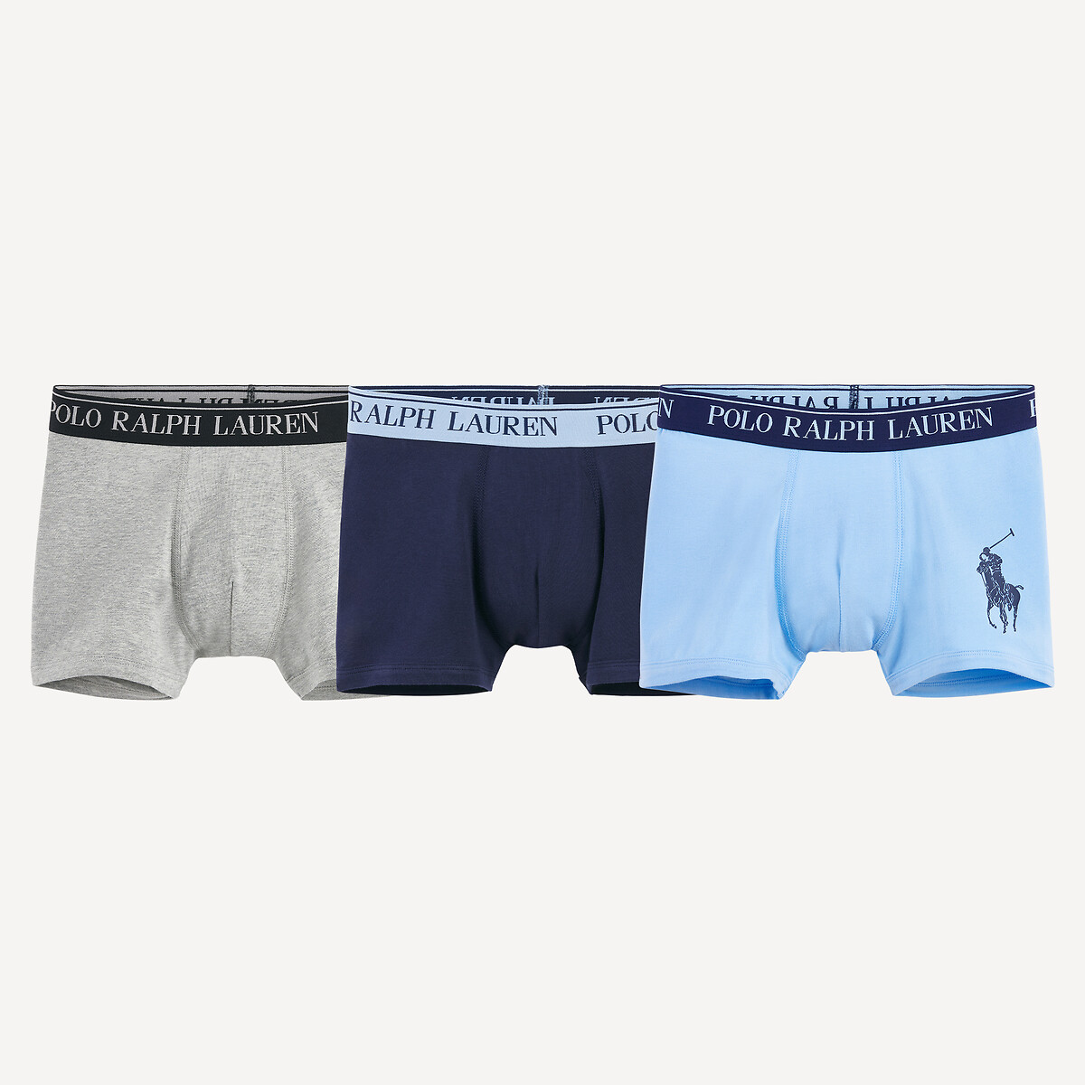 Polo Ralph Lauren Pack Of 3 Boxers Blue + Grey Medium