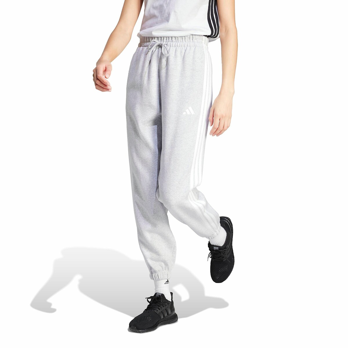 Adidas Sportswear Essentials 3 Stripes Fleece Trousers Women's Light Grey Large