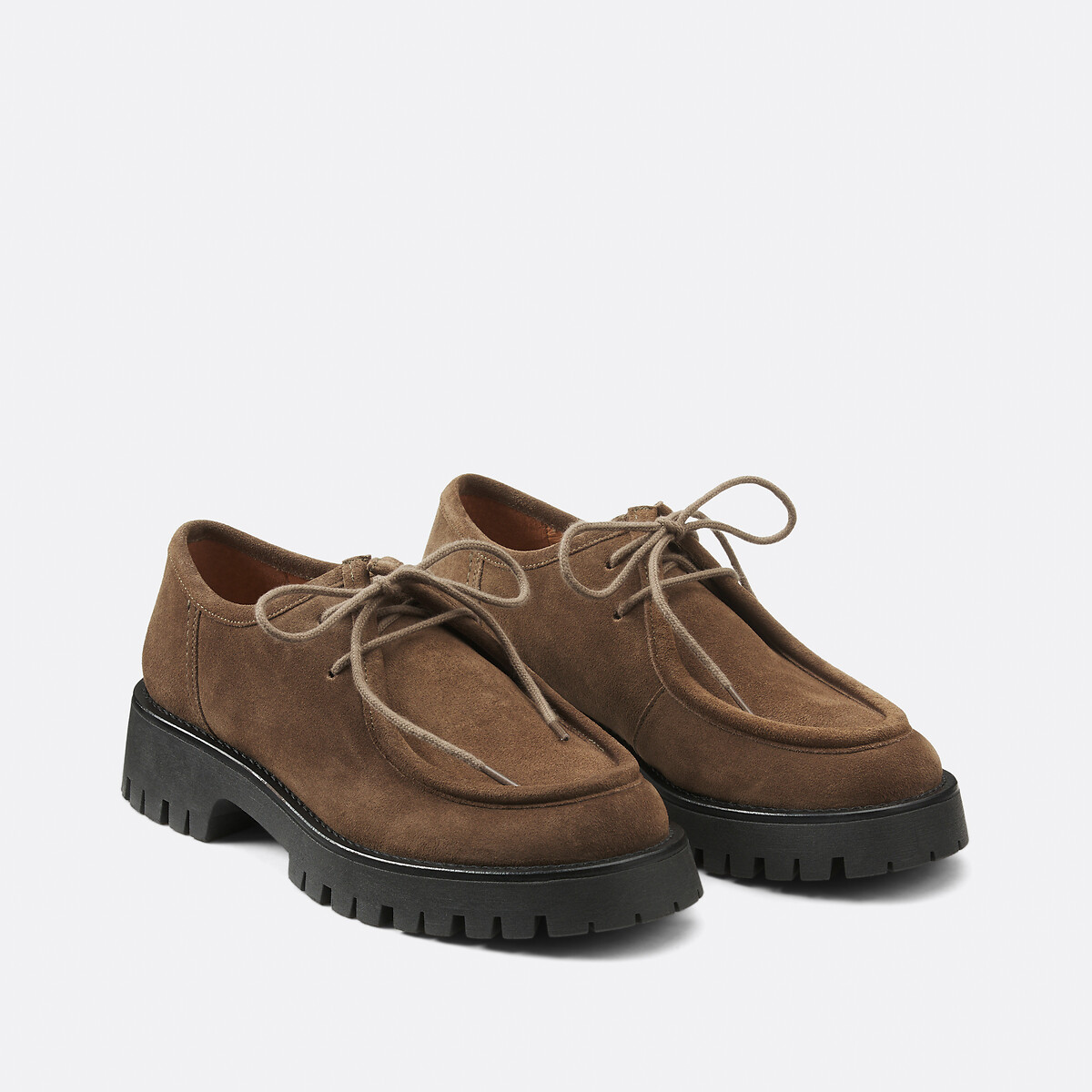 La Redoute Collections Notched Suede Brogues Women's Bronze Size 39