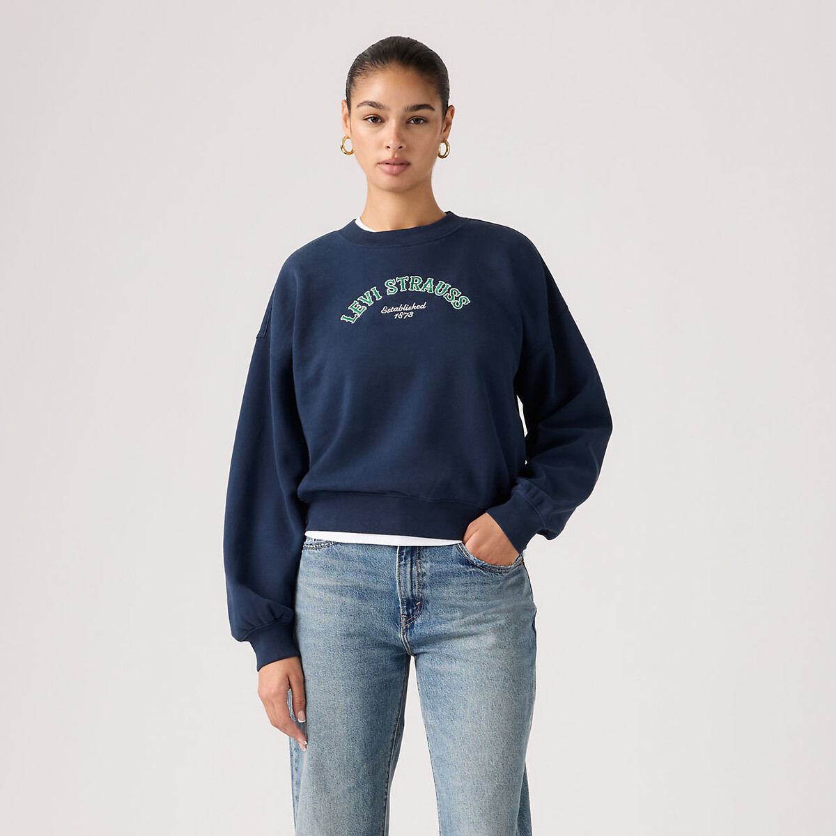 Sweat col rond manches longues logo devant