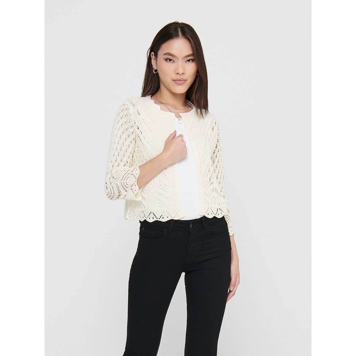 Jdy Crochet Cardigan Women's Ecru Extra Small