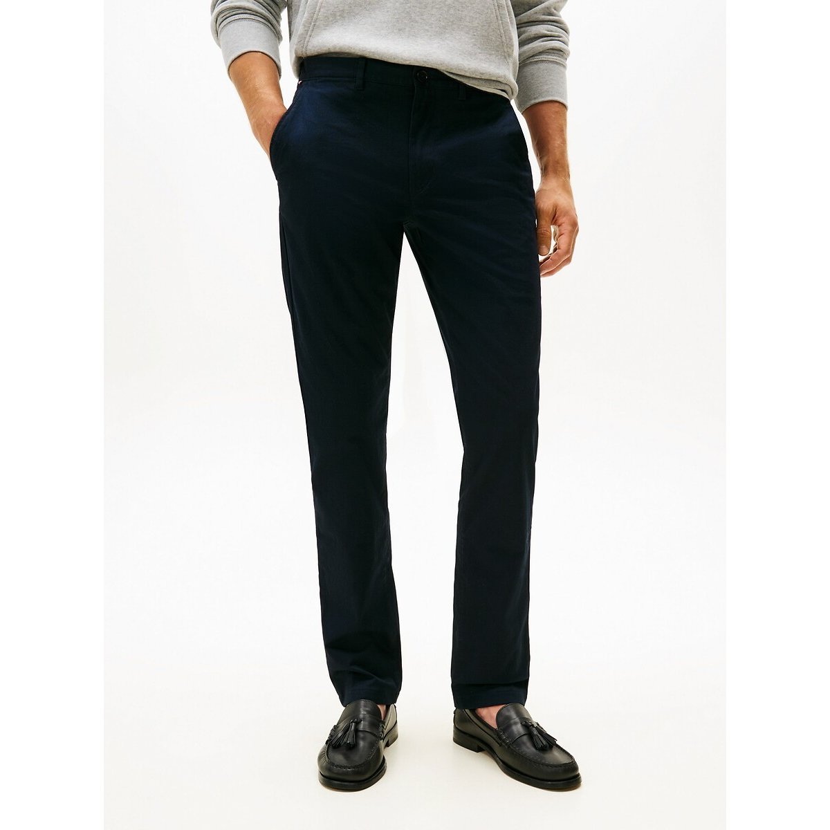 Tommy Hilfiger Men's Navy Blue Denton Essential Twill Trousers W32 L32