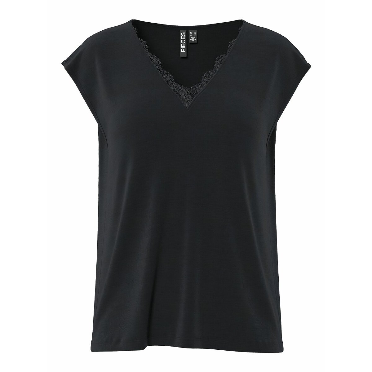 Pieces Shirt met korte mouwen PCKAMALA LACE V-NECK TEE JRS NOOS BC