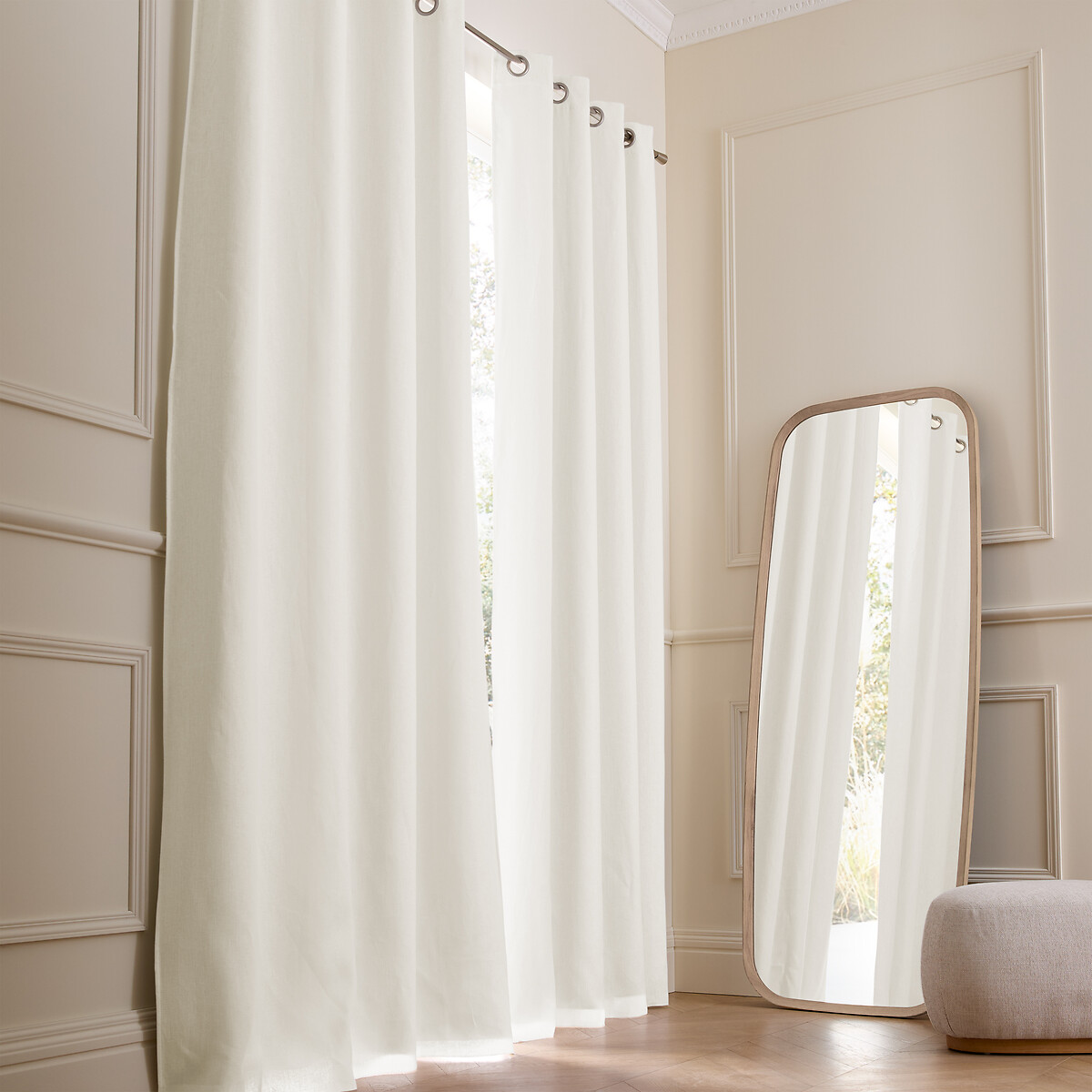 Am.pm Colin Linen Blackout Curtain With Eyelets Unisex White Foam Size W140 X D220cm