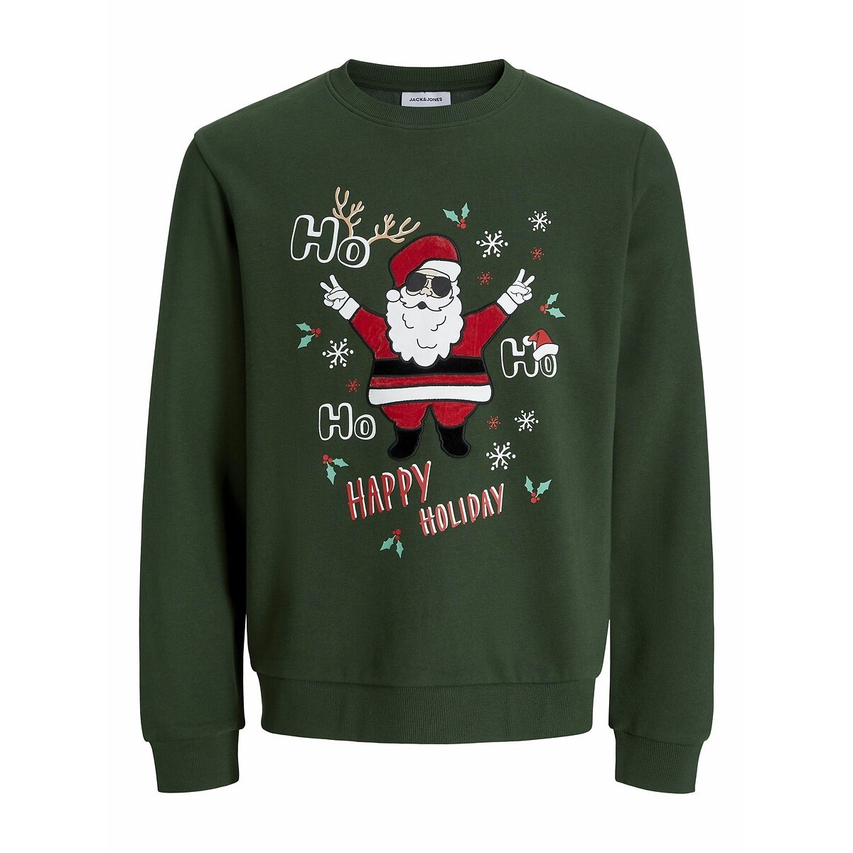 Jack & Jones Crew Neck Christmas Sweatshirt Men's Green Small