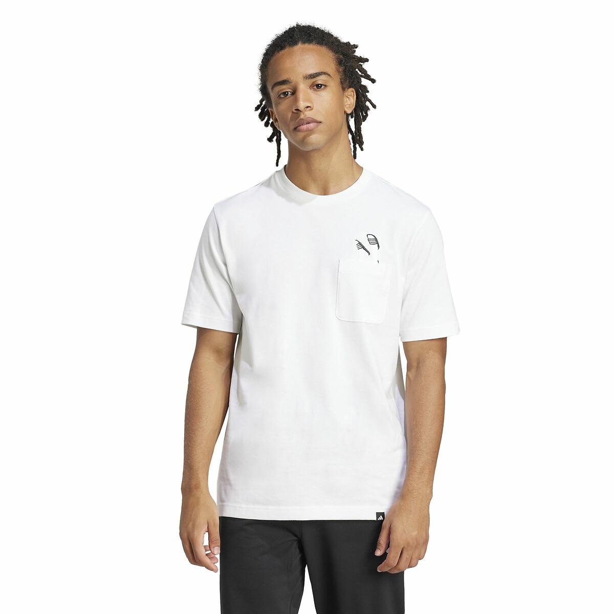 Adidas Sportswear Lounges Slice Graphic T-Shirt With Pocket Men's White Large