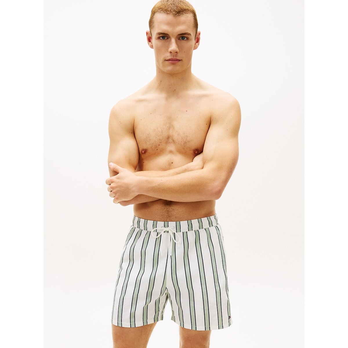 Tommy Hilfiger Board Shorts Men's Striped Grey Medium