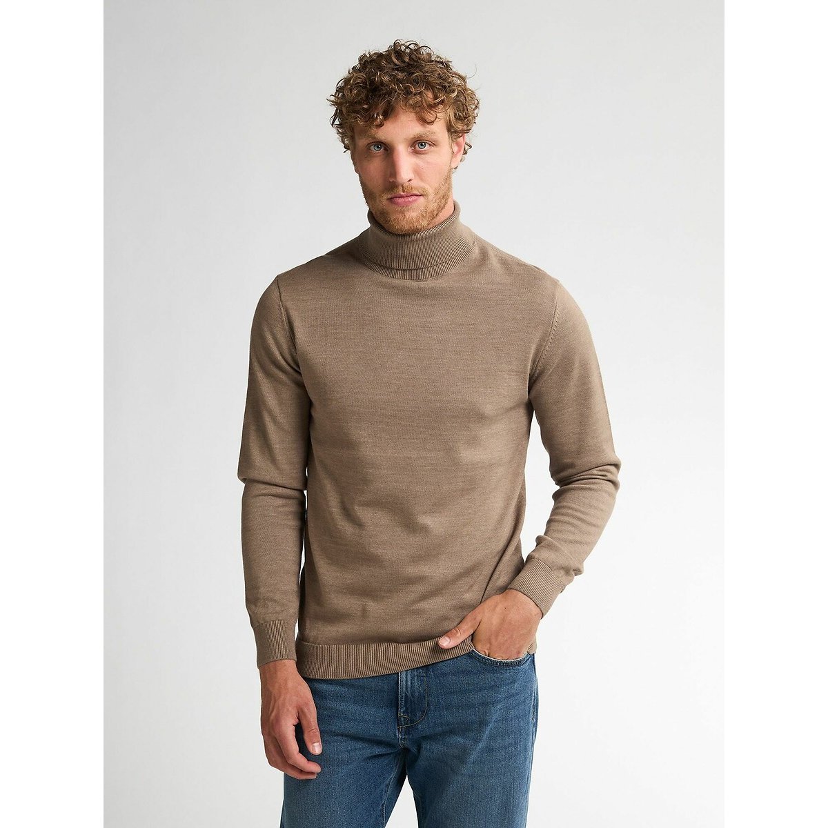 Petrol Industries Turtleneck Jumper Men's Camel Beige Small