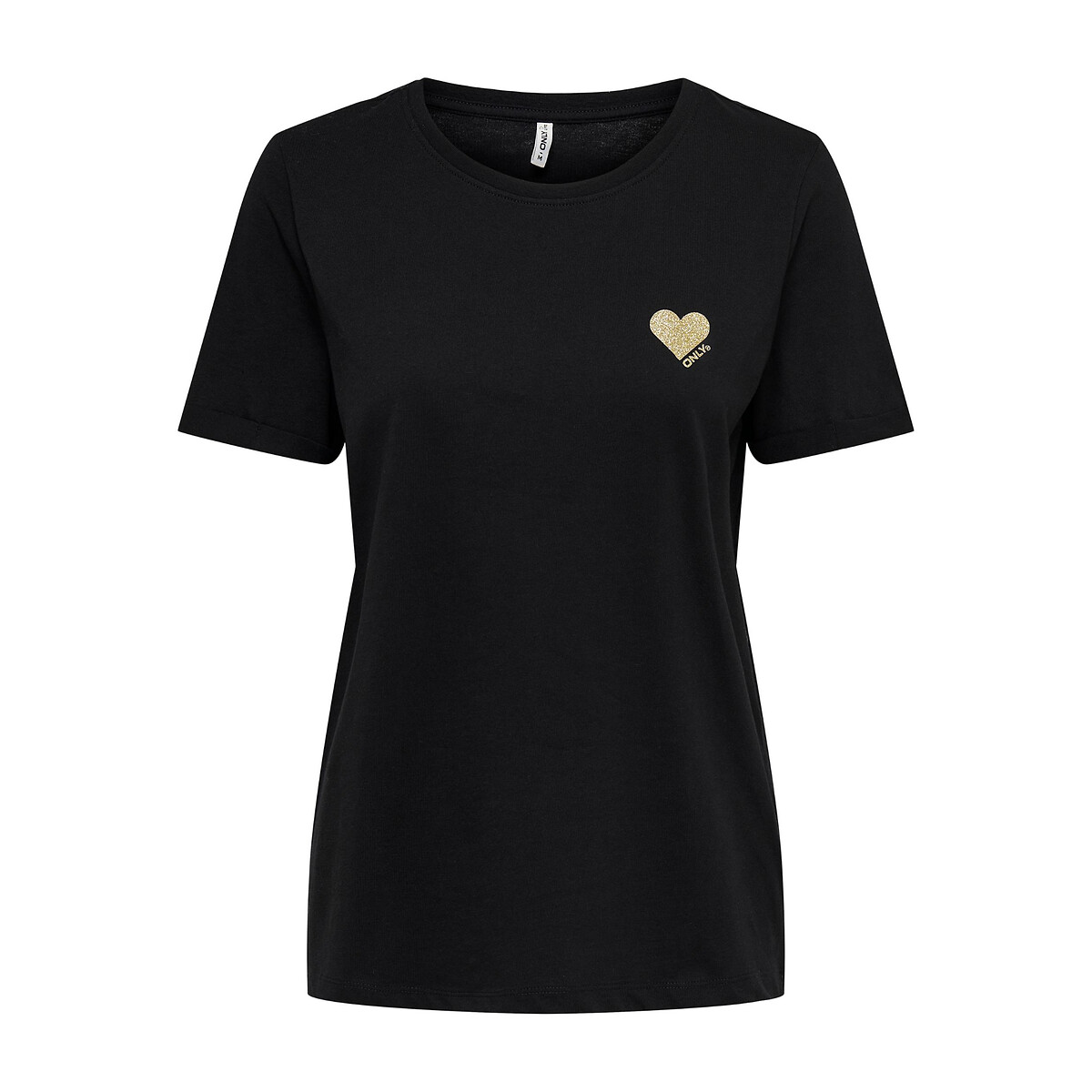 Only T-shirt Bedrukt Met Klein Hart Vooraan