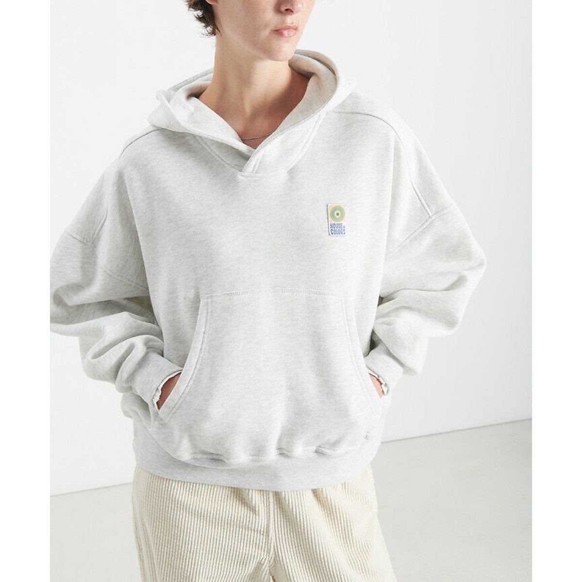 American Vintage Baptown Long Sleeve Short Hoodie Women's Grey Marl Medium