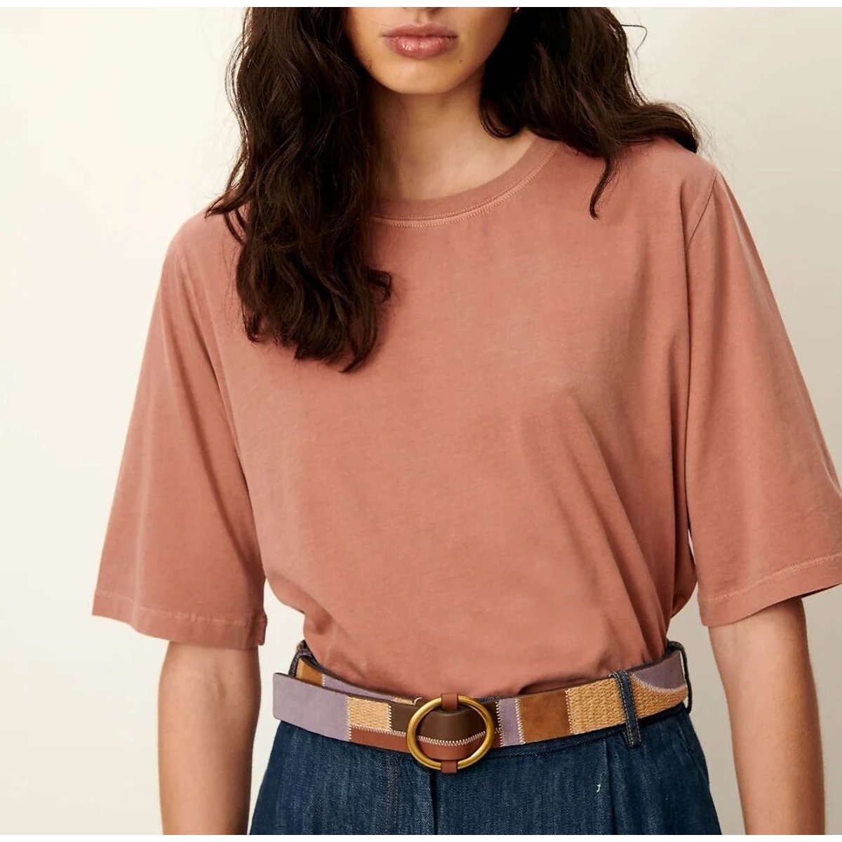 Sessun Sergio Crew Neck T-Shirt With Short Sleeves Women's Terracotta Large