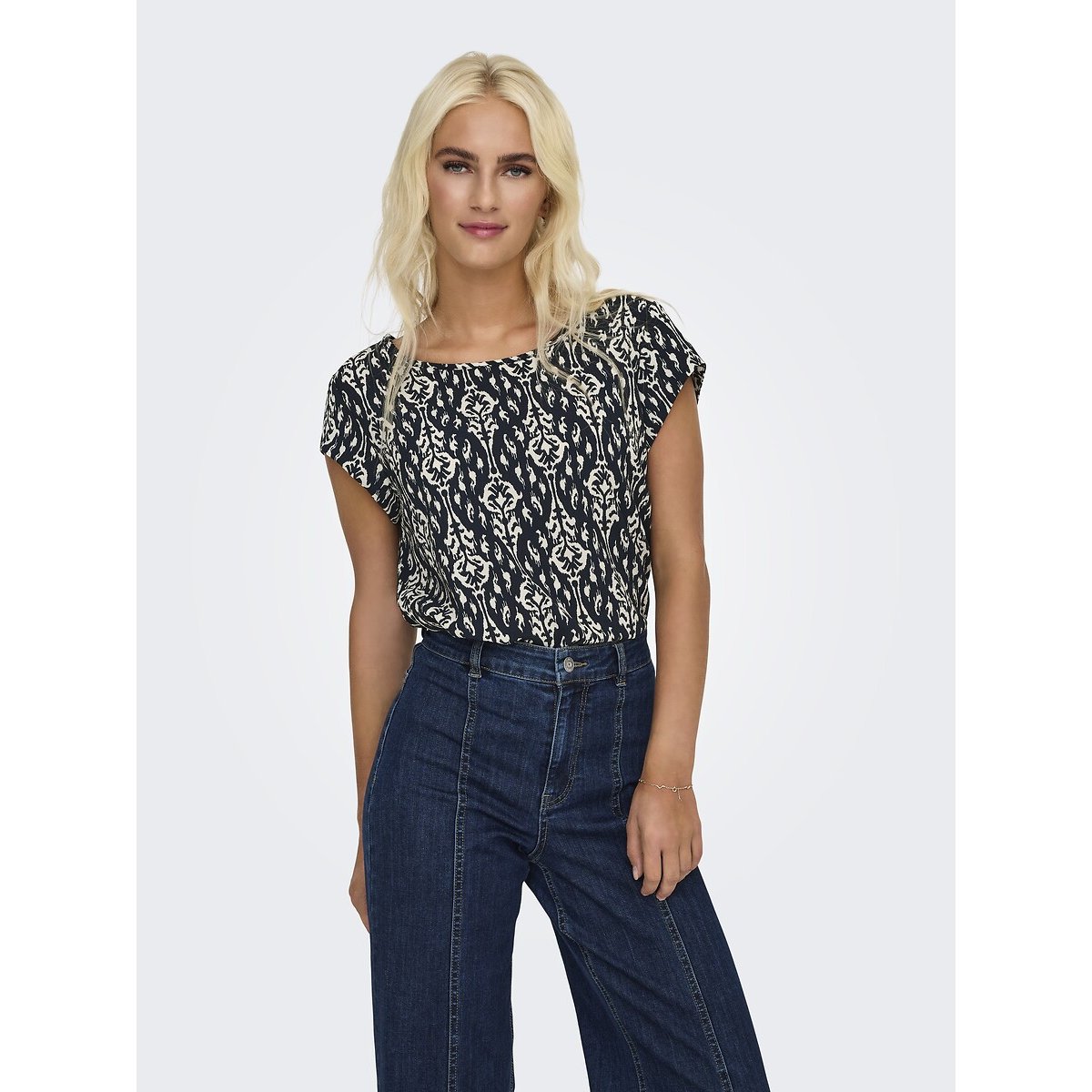 Only Bedrukte blouse met korte mouwen