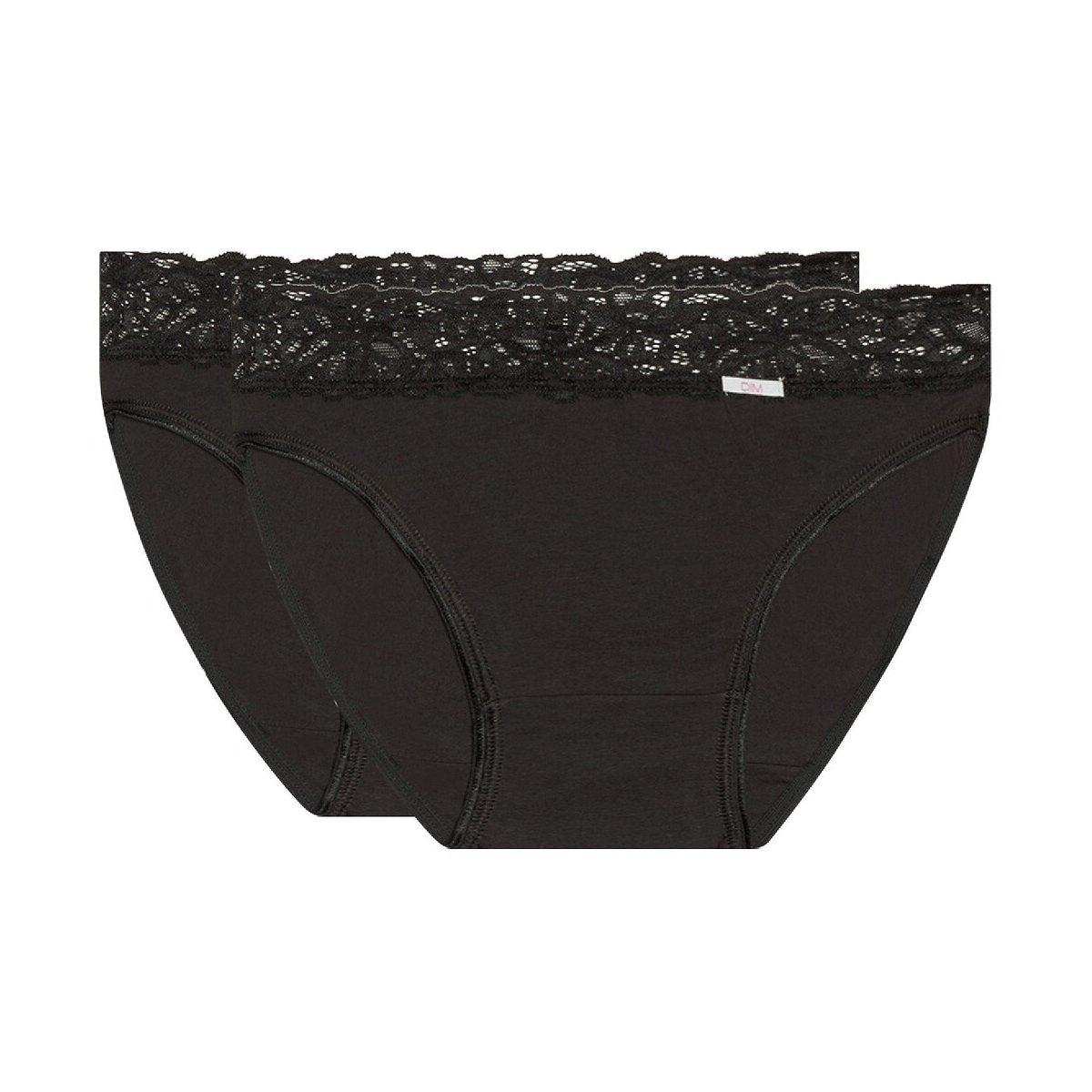 Dim Pack Of 2 Feminine Knickers In Stretch Cotton Women's Black + Black 20/22