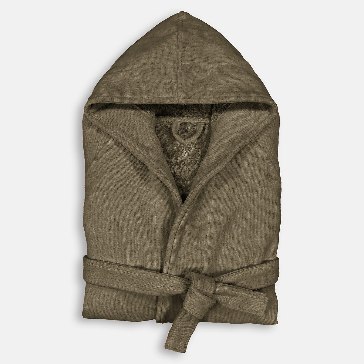 La Redoute Interieurs Trizie 450 G/M2 Velvet Terry Hooded Bathrobe Unisex Khaki 6/8