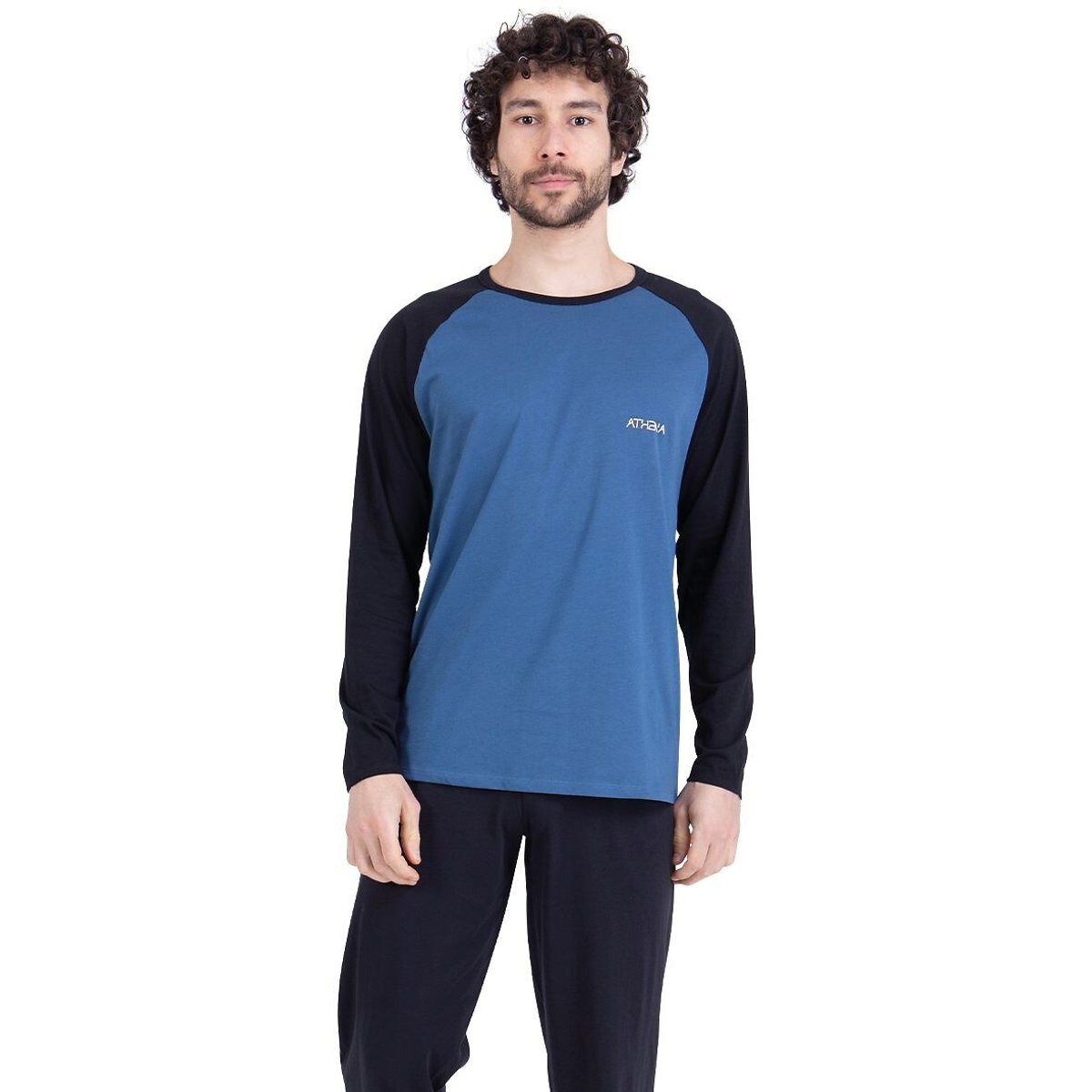 Athena Construction Pyjamas With Raglan Sleeves Men's Blue/Black Small