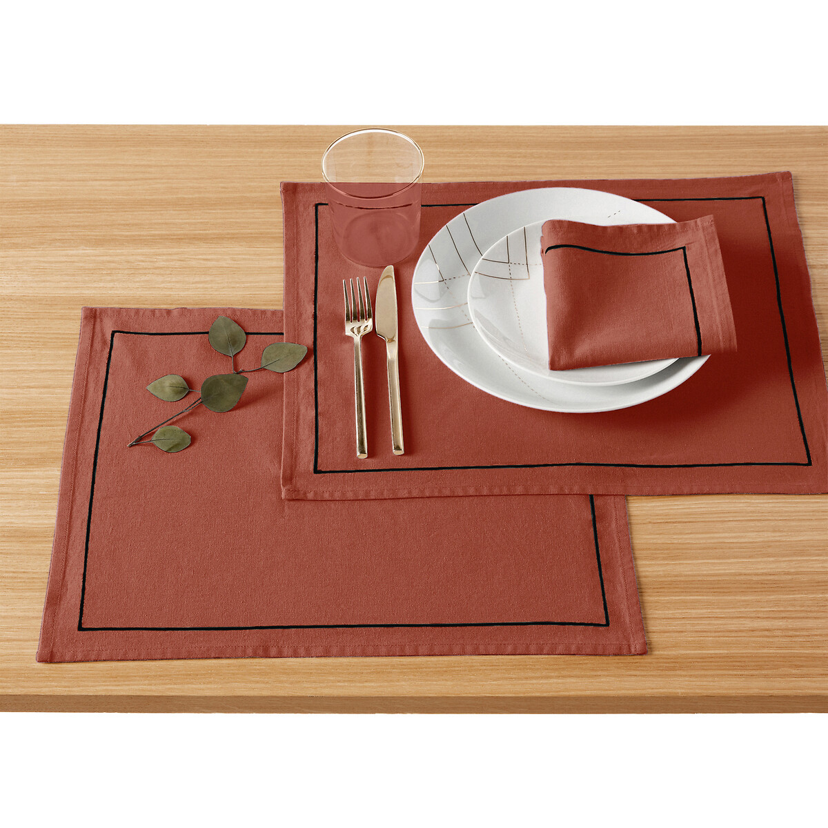 La Redoute Interieurs Set Of 4 Bourdon Linen & Cotton Placemats Unisex Chilli Pepper