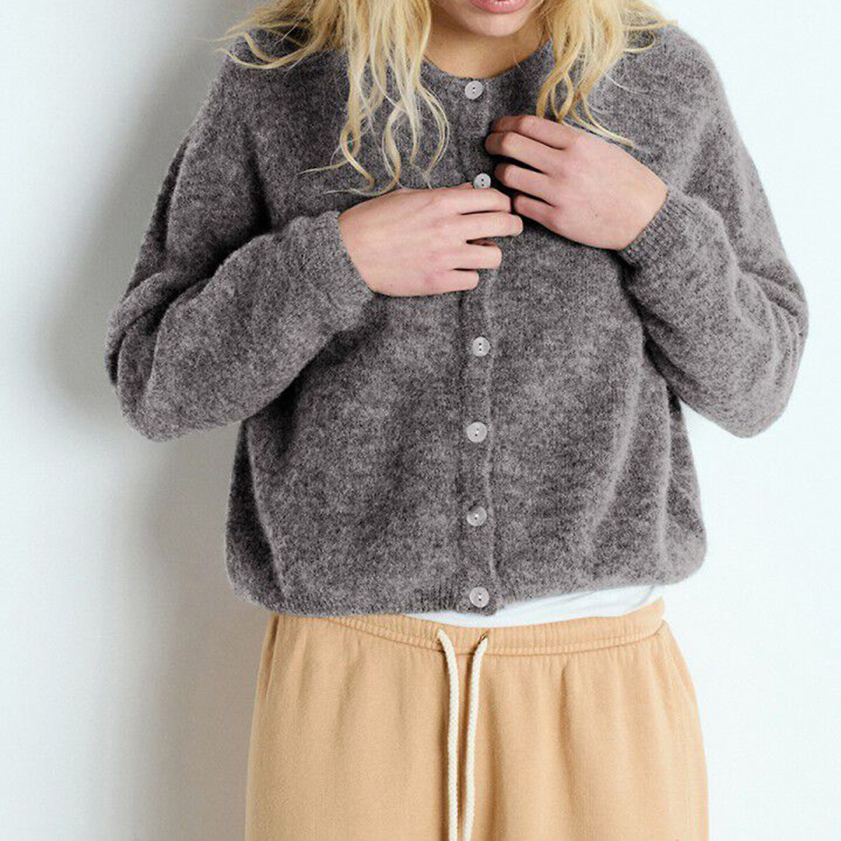 American Vintage Vitow Crew Neck Cardigan Women's Steel Medium