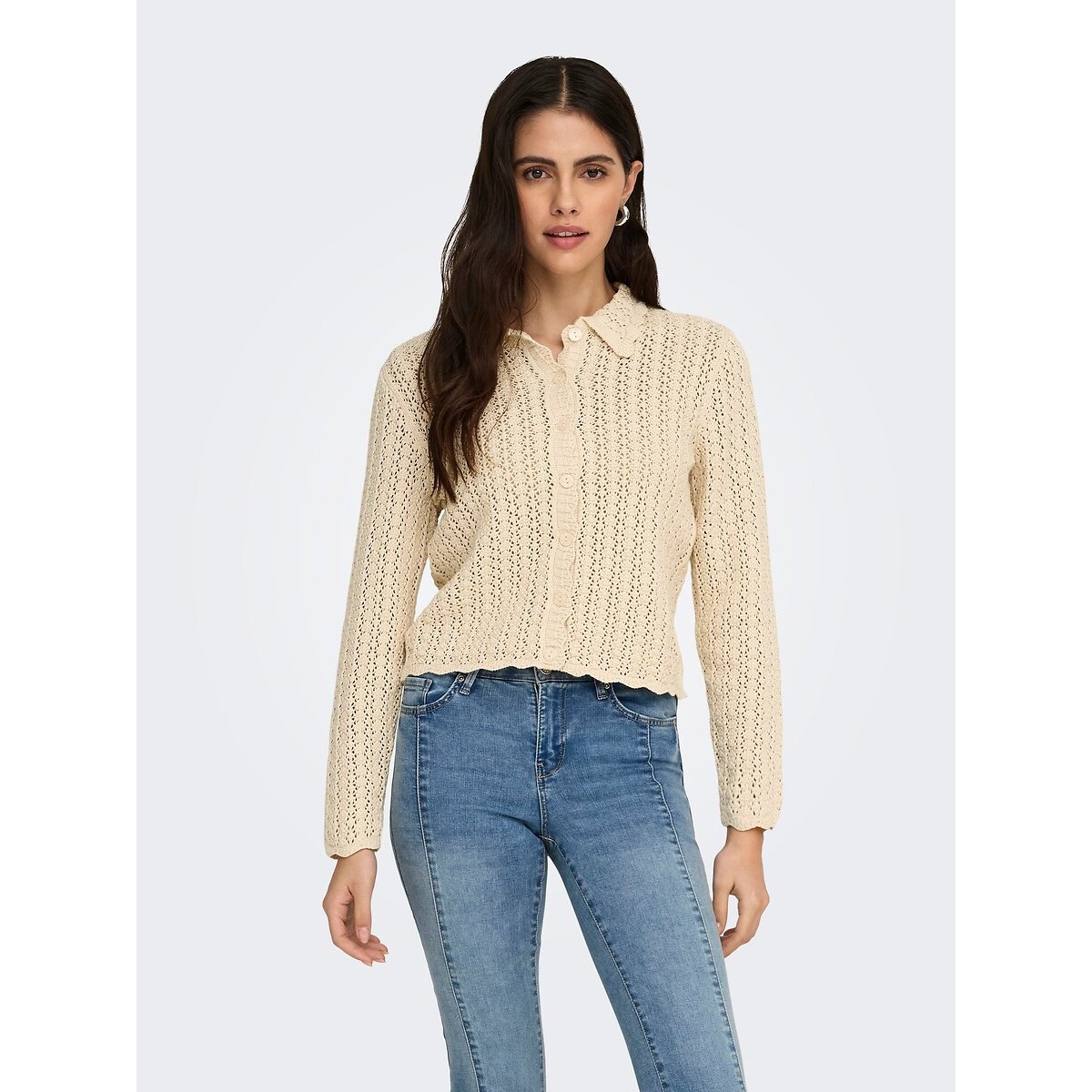 Jdy Crochet Cardigan Women's Beige Extra Large