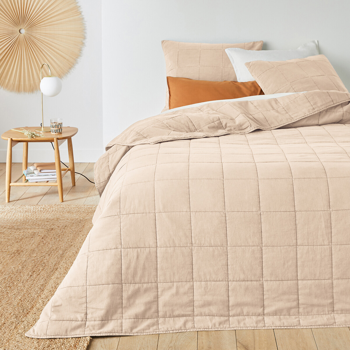 La Redoute Interieurs Sparrow Quilted Throw Bedspread In Washed Cotton Unisex Natural Medium