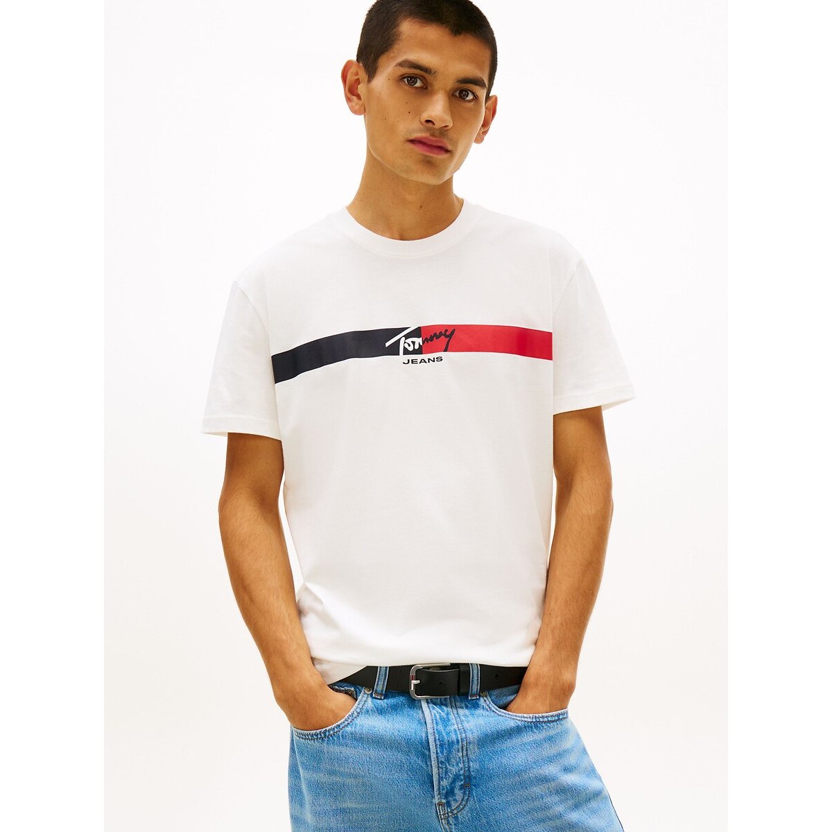 Tommy Jeans Signature Short Sleeve T-Shirt Men's Ecru Medium
