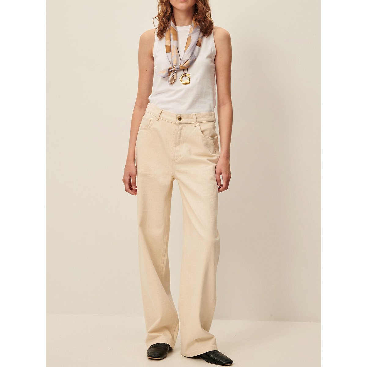 Sessun Bagur Mid Rise Wide Leg Jeans Women's Ecru Size 8