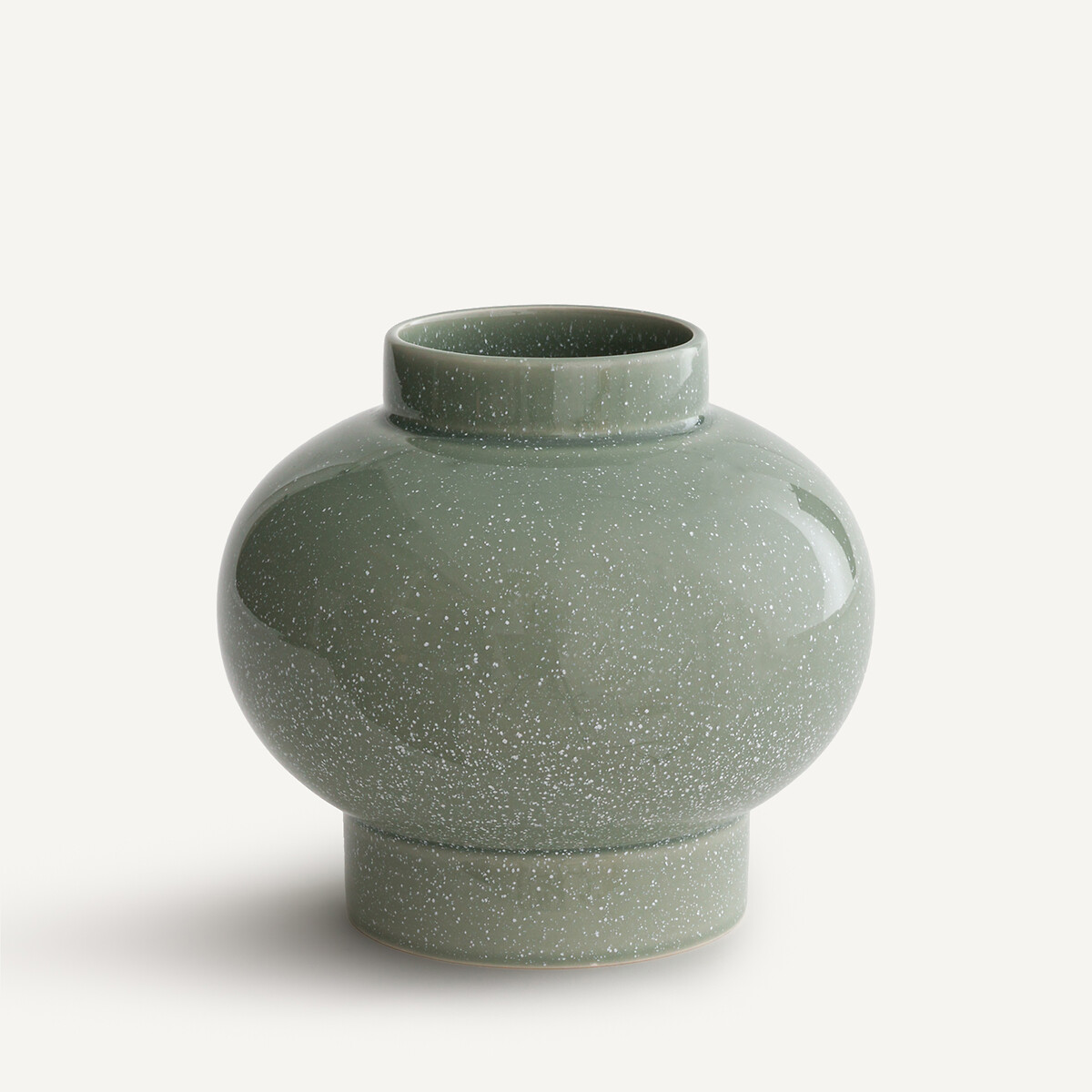 Am.pm Leccia Speckled Glazed Ceramic Round Vase Unisex Grey-Green