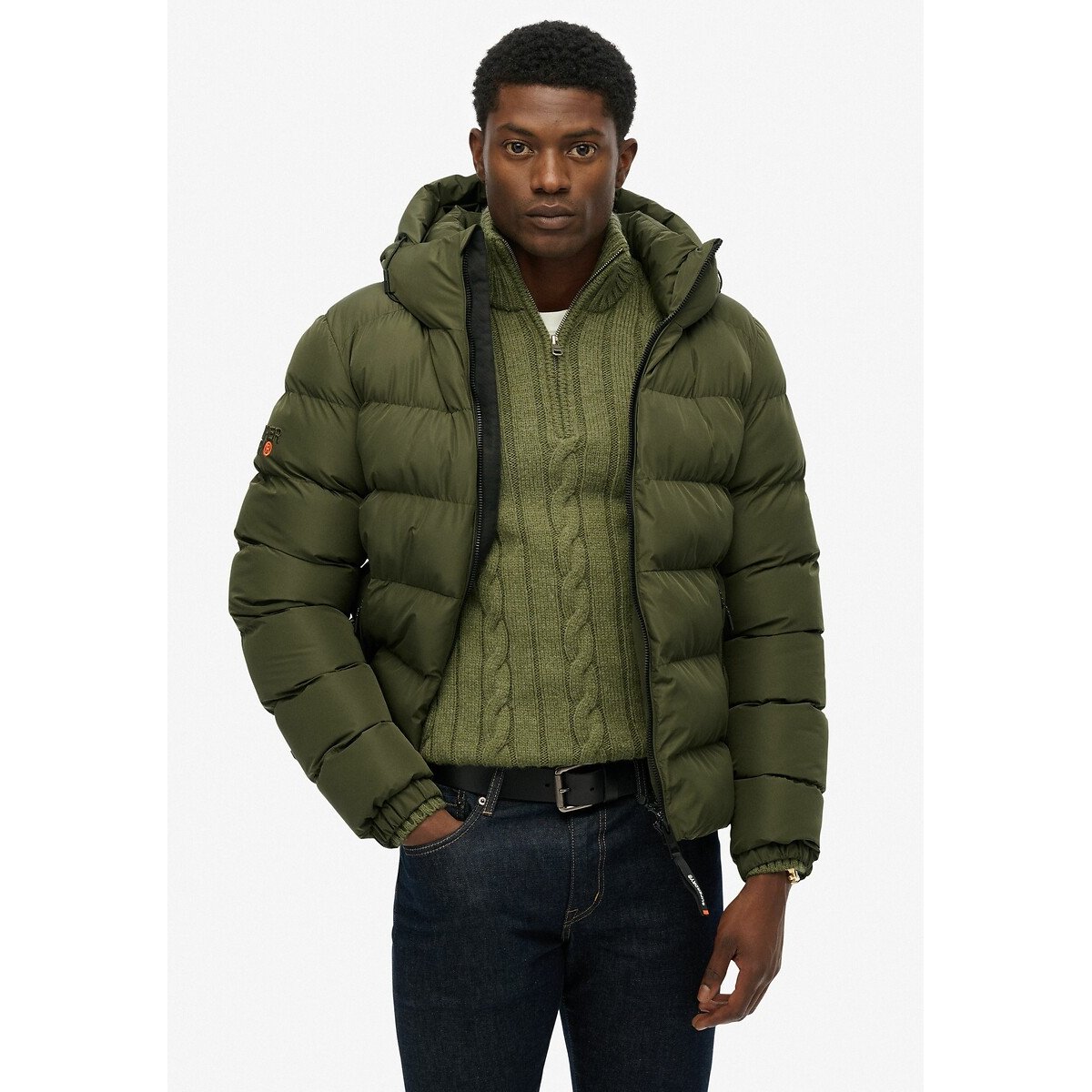 Superdry Sports Hooded Padded Jacket Men's Dark Khaki Large