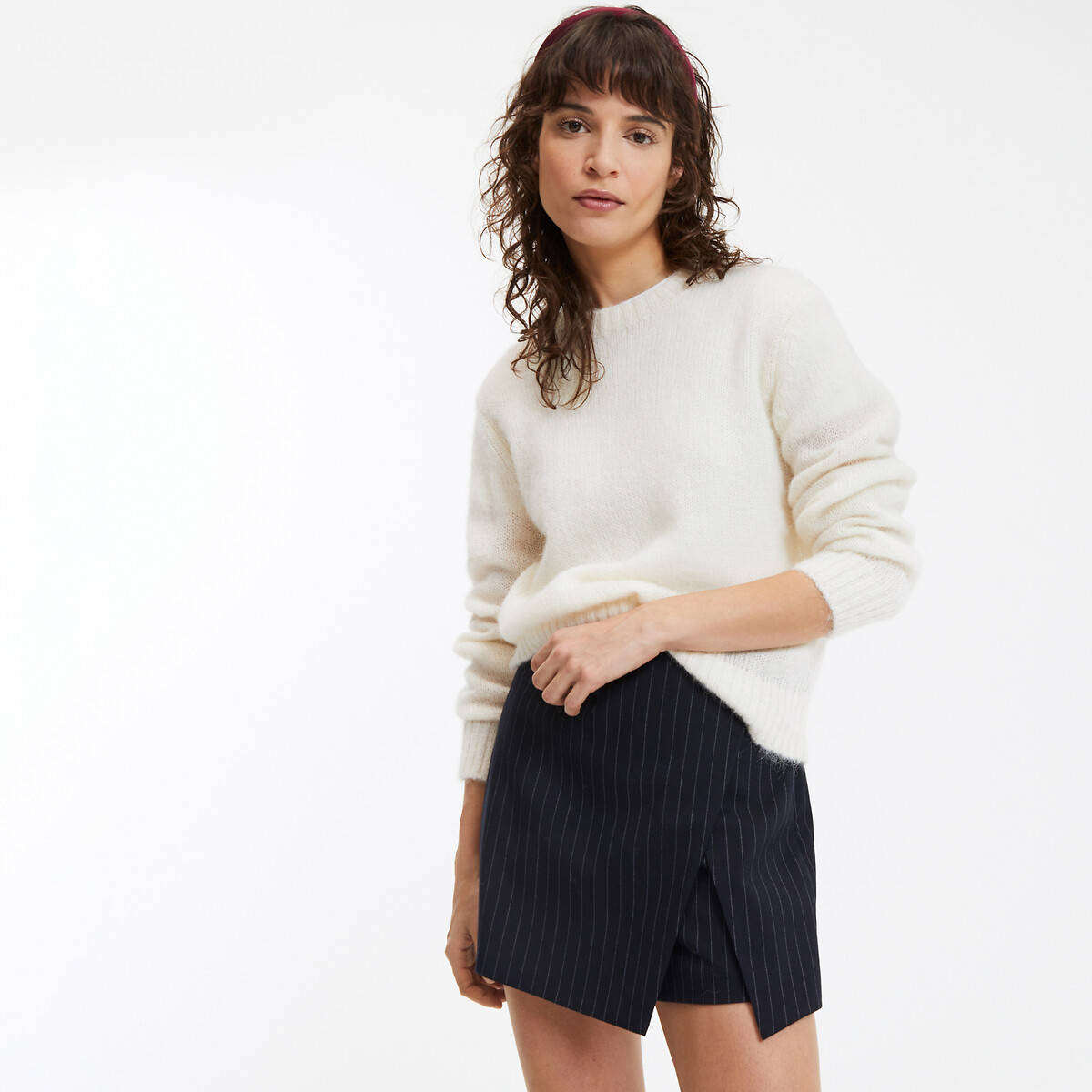 La Redoute Collections Crew Neck Jumper In Chunky Alpaca Blend Knitwear Women's Ivory Xxl