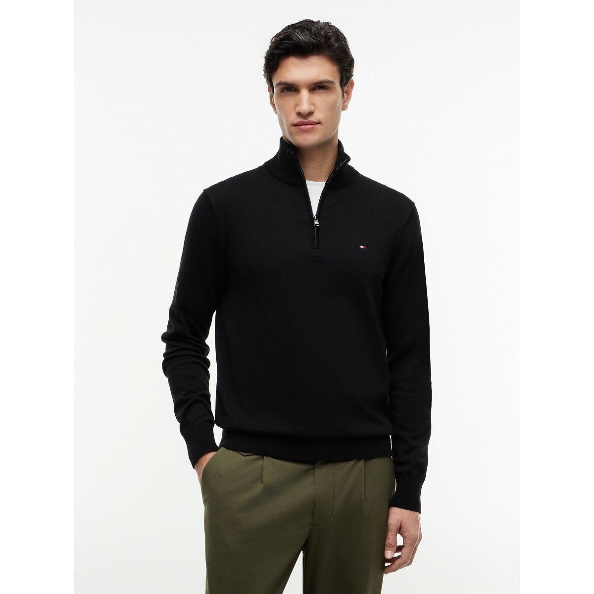 Tommy Hilfiger Jumper With Half Zip-Up Collar Men's Black Extra Large
