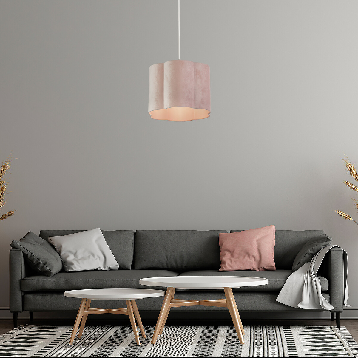 So'home Unisex Pink 36Cm Velvet Scallop Lampshade Blush