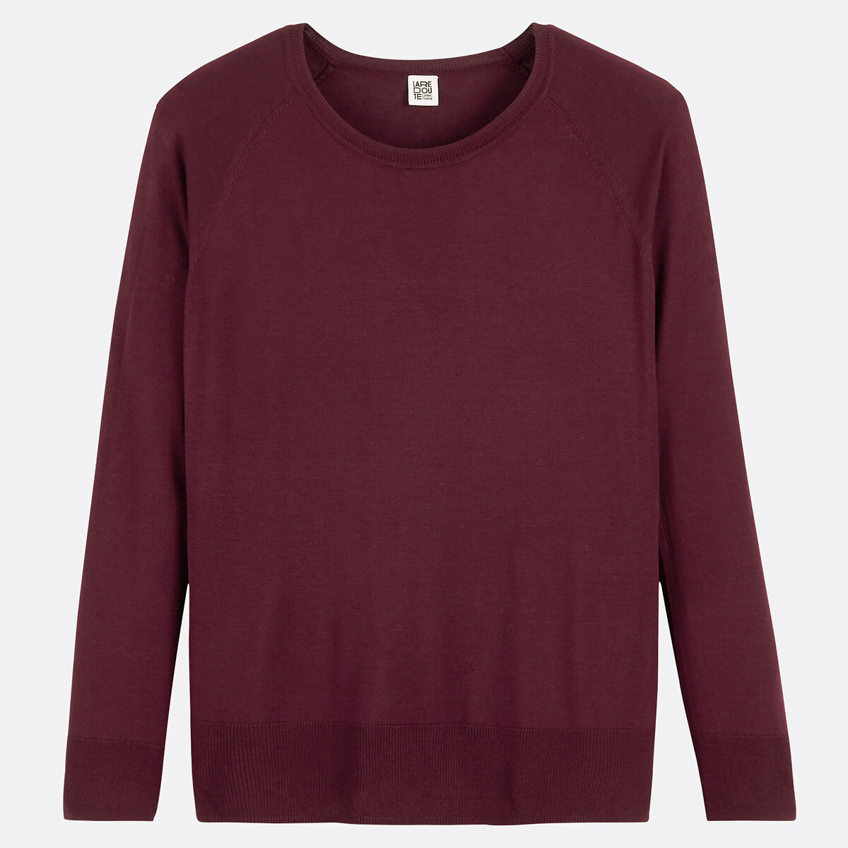 La Redoute Collections Fine Knit Jumper With Crew Neck Women's Burgundy Red Small