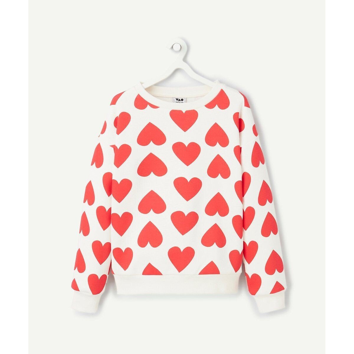 TAPE A L'OEIL Sweater met ronde hals en hartenprint, in molton