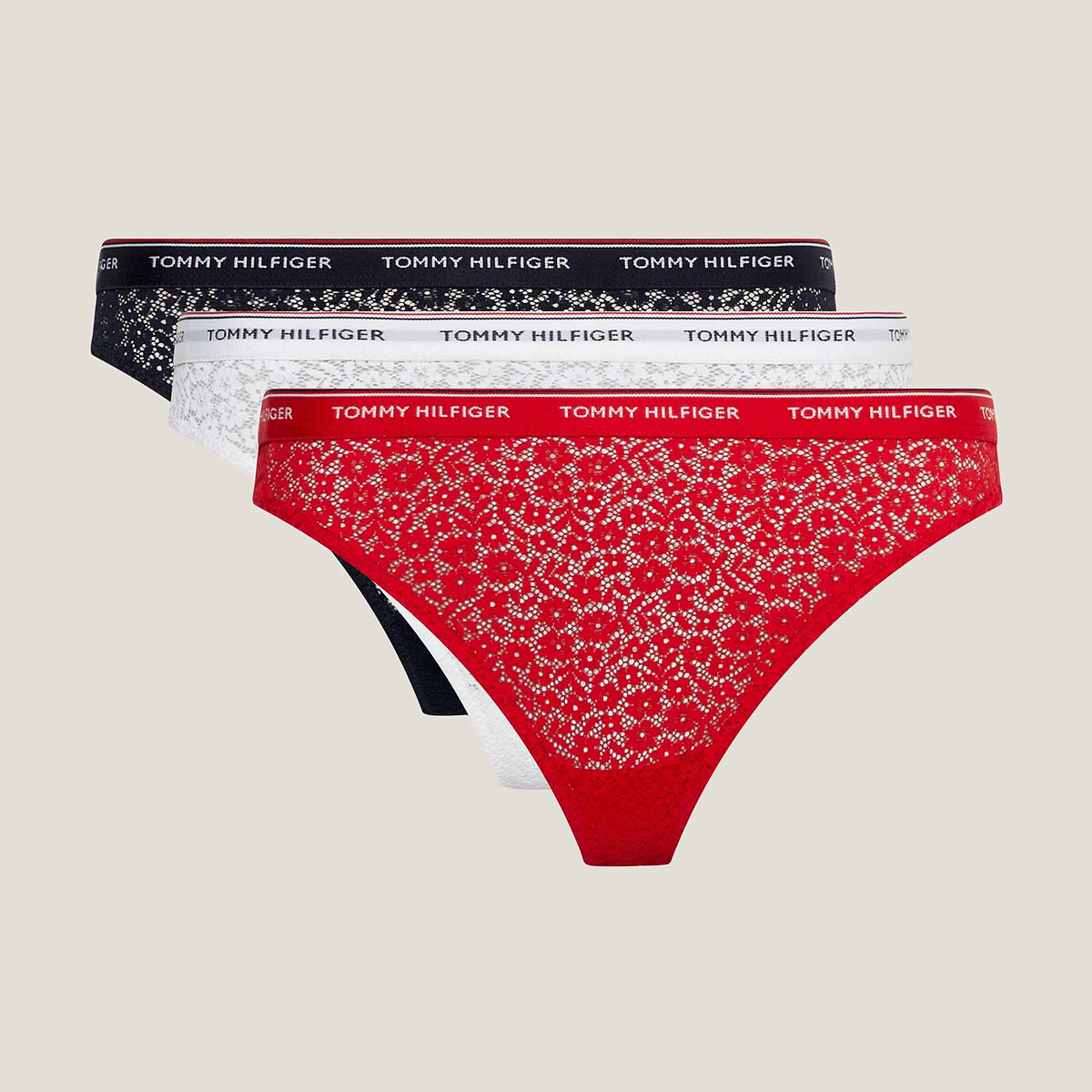 Tommy Hilfiger Pack Of 3 Premium Essentials Thongs Women's Blue/White/Red Extra Small