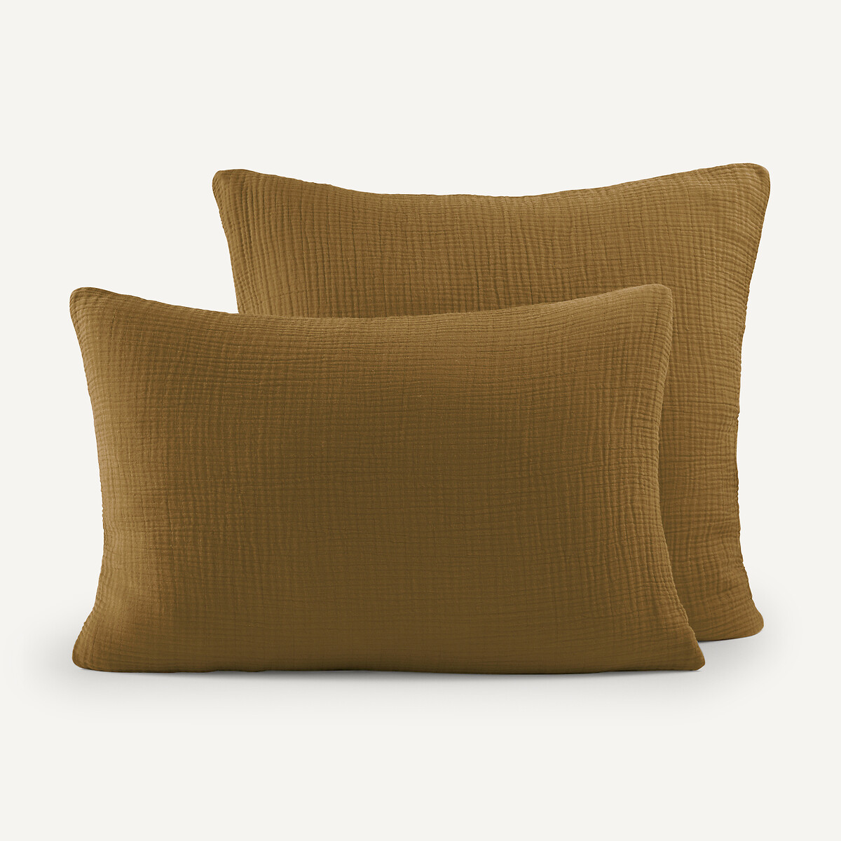 Am.pm Yafa 100% Organic Cotton Muslin 200 Thread Count Pillowcase Unisex Bronze Standard (50X70cm)