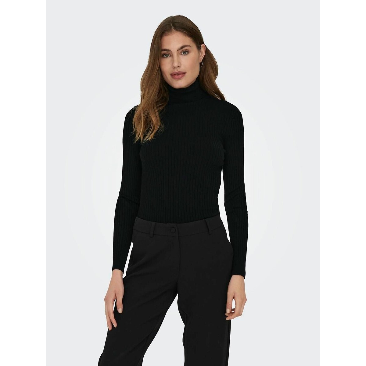 Only Ribbed High Neck Jumper Women's Black Extra Small