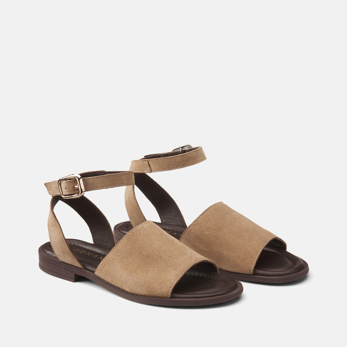 Jonak Flat Heel Suede Sandals Women's Beige Size 37 (4)
